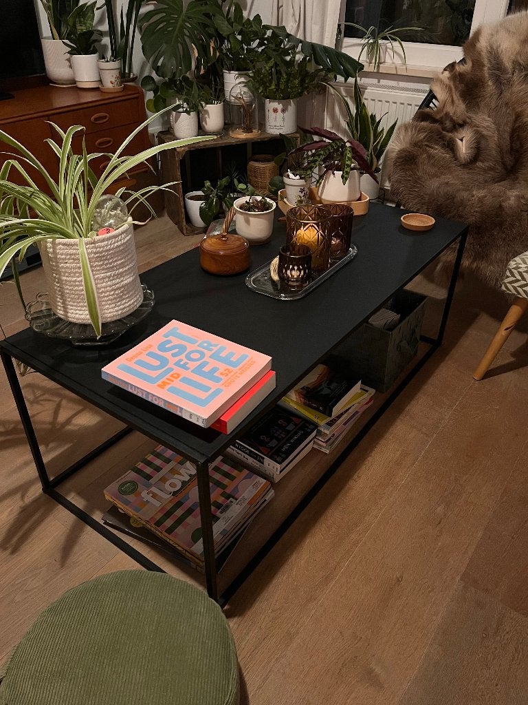Zwarte metalen salontafel, Huis en Inrichting, Ophalen, 100 tot 150 cm, Industrieel modern, 50 tot 100 cm