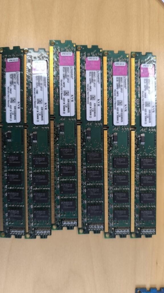 Kingston 6x 2GB DDR3 10600 KVR1333D3N9/2G, Computers en Software, RAM geheugen, Ophalen, Gebruikt, DDR3, Desktop