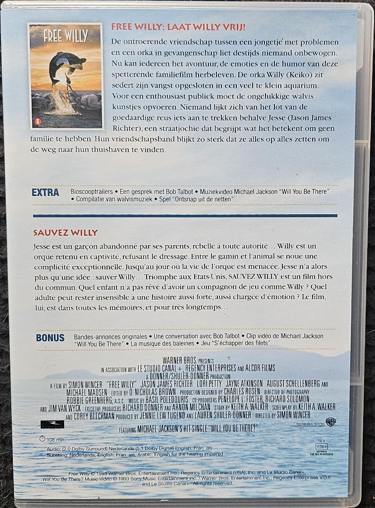 Free Willy 1 tot 4, Ophalen of Verzenden, Zo goed als nieuw