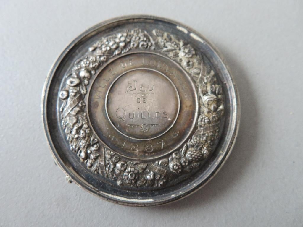 Leopold II medaille Jeu de Quilles 1887 Ville de Louvain, Postzegels en Munten, Penningen en Medailles, Ophalen of Verzenden