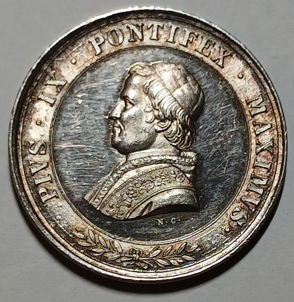 medaille 1846 PIUS IX BENE MERENTI (medaille van verdienste), Ophalen of Verzenden, Zilver