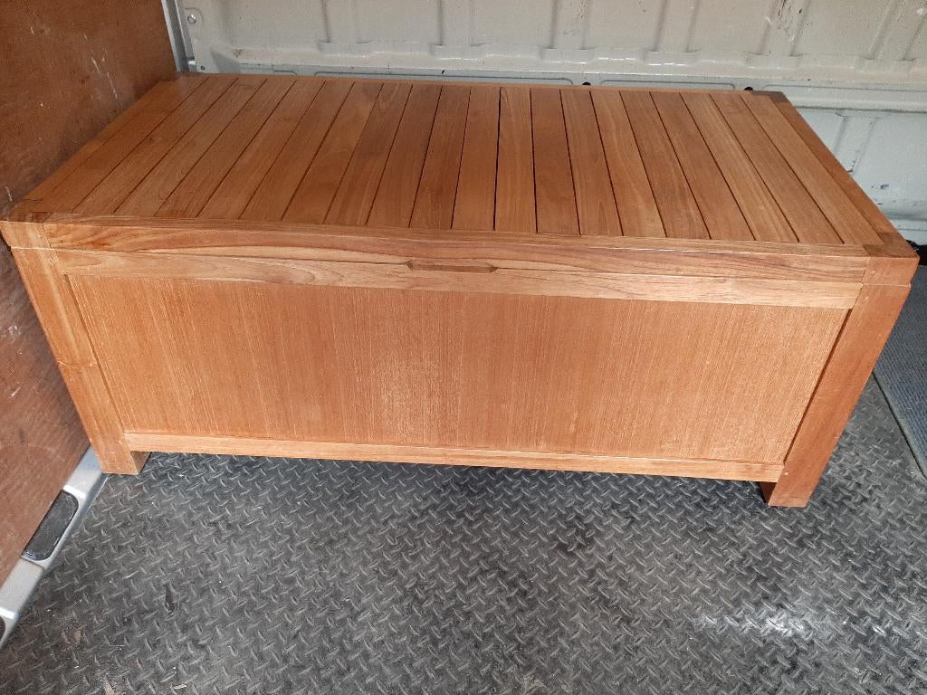 Salontafel kist teakhout teak, Huis en Inrichting, Tafels | Salontafels, Ophalen, Gebruikt, 100 tot 150 cm, 50 tot 75 cm