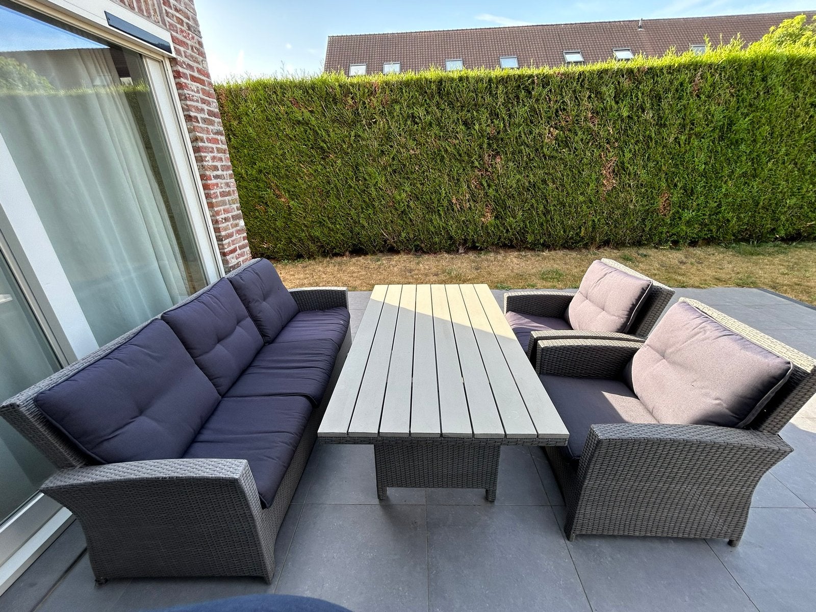 Tuinset -loungeset met tafel, Ophalen, 5 zitplaatsen, Kunststof, Gebruikt