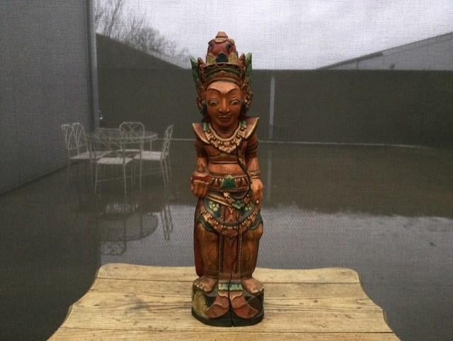 Aziatisch houten beeld tempelwachter, Ophalen, Hout, Beeld