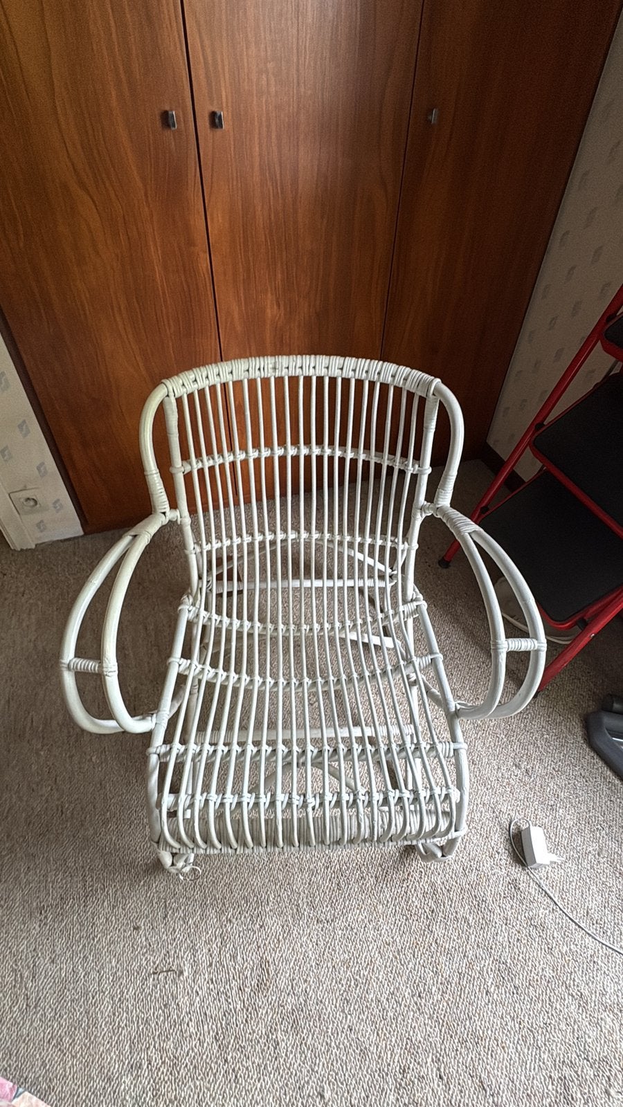 Fauteuil en rotin vintage blanc, Ophalen