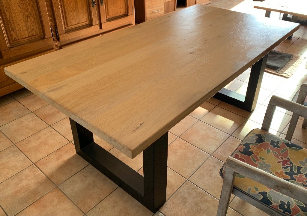 zelf gemaakte volle Franse eiken eettafel, Ophalen, Gebruikt, Eikenhout