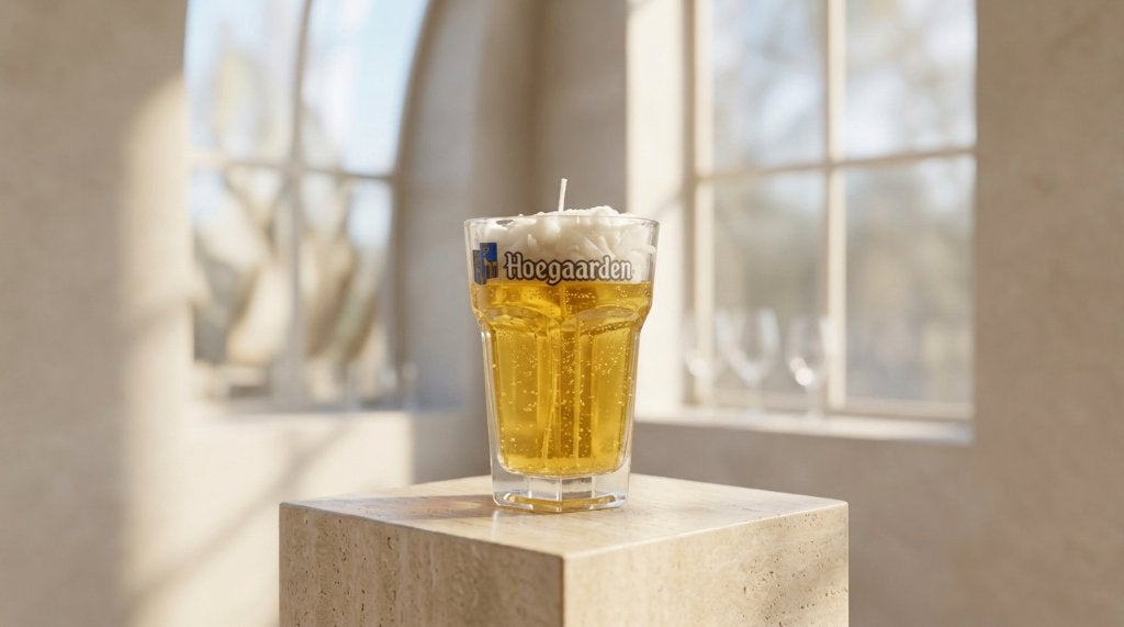 Bougie artisanale effet bière – Verre de seconde main 07, Enlèvement ou Envoi, Neuf, Verre, Bougie