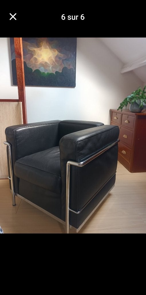 Vintage Lecorbusier leren stoelen uit 1970 ontwerp, Nieuw, Ophalen of Verzenden, 50 tot 75 cm, Leer