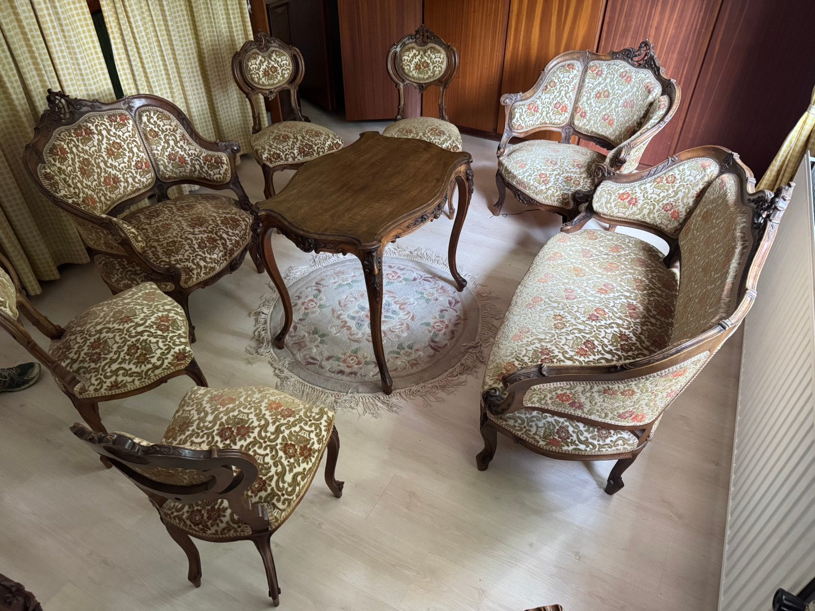 Louis XV salonset – 9-delig – massief hout – vintage, Ophalen