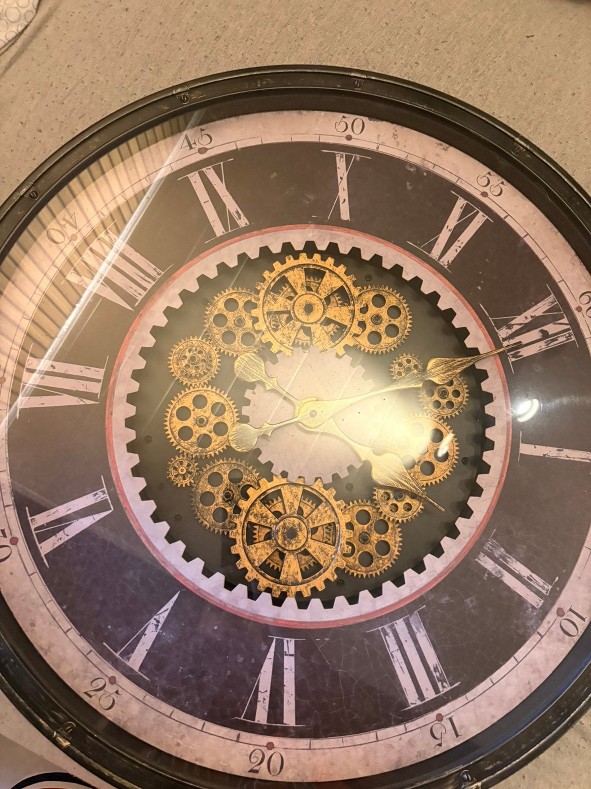 Grote industriële wandklok – Vintage/Steampunk stijl, Huis en Inrichting, Ophalen, Zo goed als nieuw, Wandklok