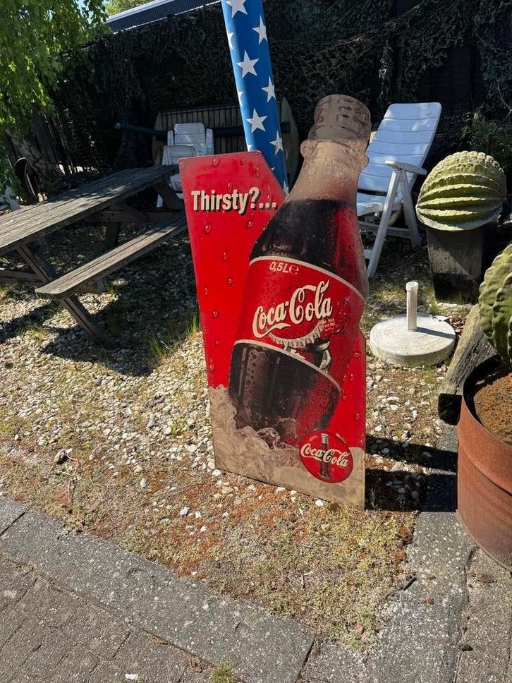 Vintage Coca-Cola Reclamebord - Thirsty?...