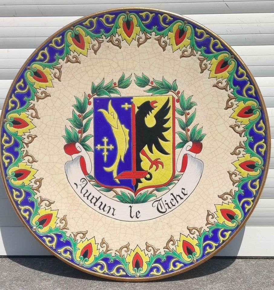 plat en longwy blason, Antiek en Kunst, Antiek | Keramiek en Aardewerk, Ophalen of Verzenden