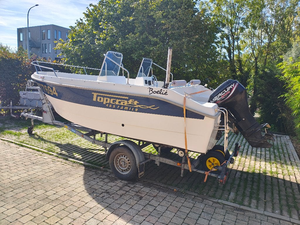 Consoleboot TopCraft 465 Family met trailer Pega, Ophalen, 10 tot 30 pk, Gebruikt, Met afstandsbediening