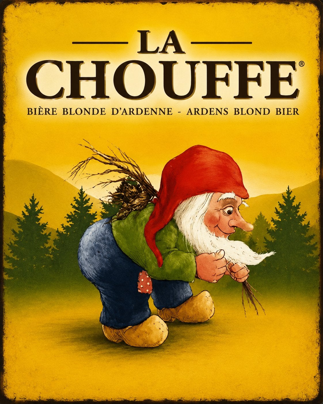 Canvasprint op doek hoogglans La Chouffe 2 - mancave vintage, Ophalen of Verzenden, Nieuw, Reclamebord, Plaat of Schild, Overige merken