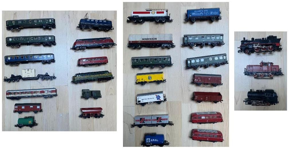 Marklin HO-kavel: locos + auto, rails, verlichting, deco,..., Ophalen, Wisselstroom, Märklin, Gebruikt