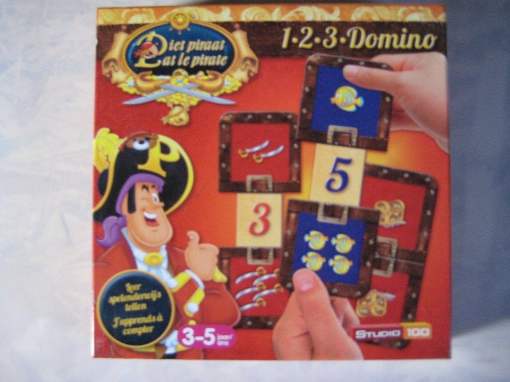 Piet piraat 1-2-3 domino - Studio 100, Ophalen of Verzenden, Zo goed als nieuw, Rekenen