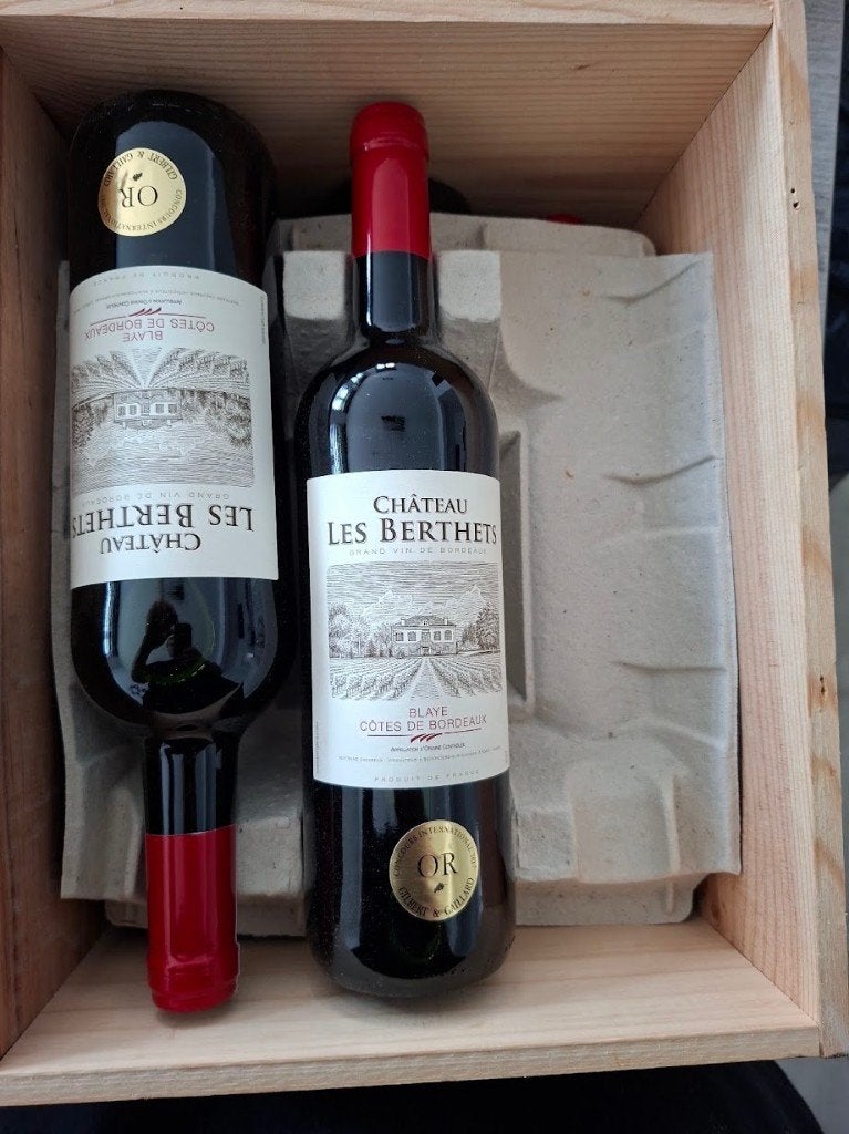 5 flessen Château Les Berthets – Blaye Côtes de Bordeaux, Ophalen, Rode wijn
