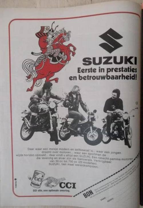 Advertenties uit tijdschrift Joepie over Suzuki motos, Verzamelen, Ophalen of Verzenden