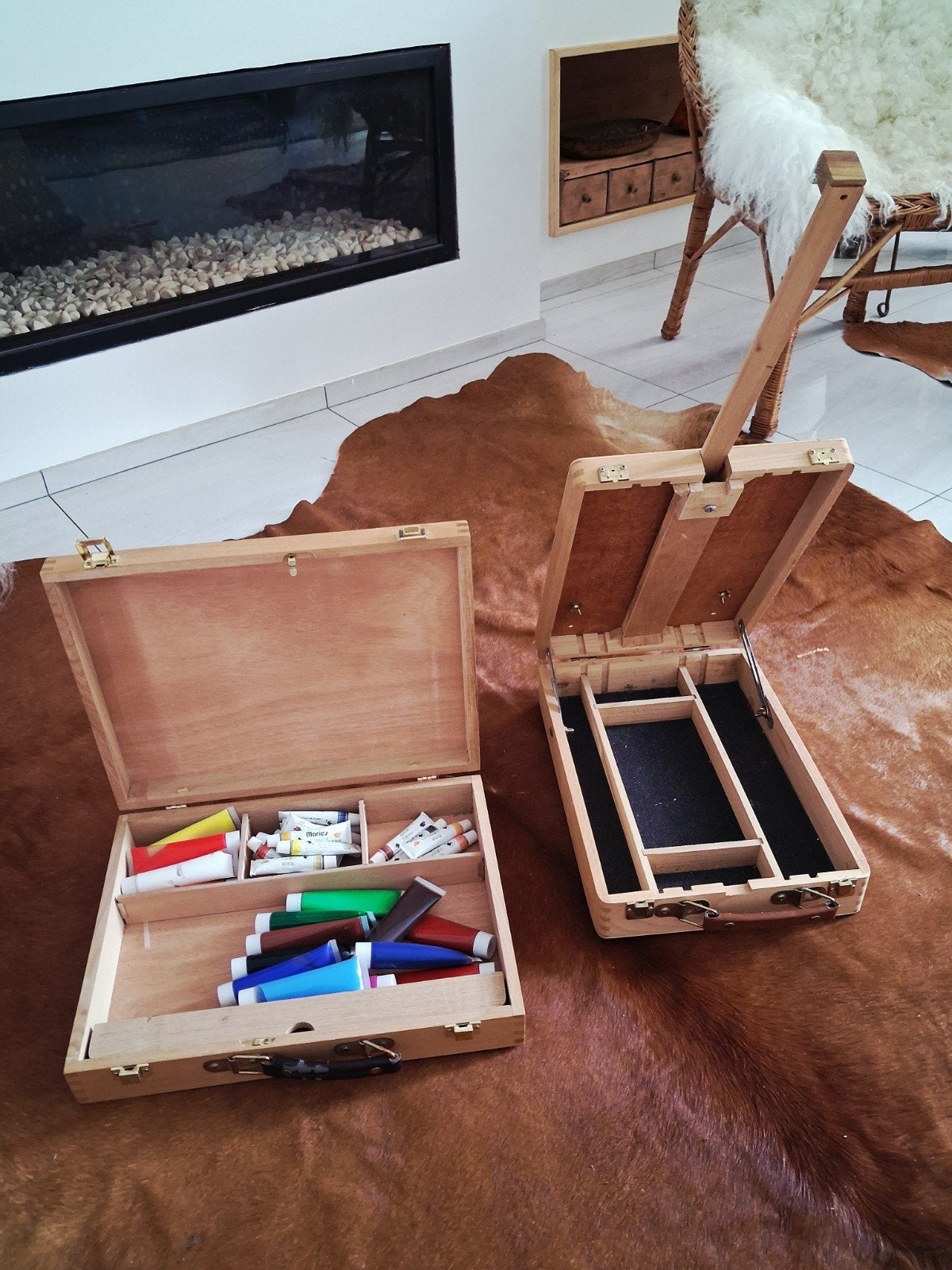 Chevalet de table et étui à peinture avec tubes de peinture, Hobby & Loisirs créatifs, Peinture, Enlèvement ou Envoi, Chevalet