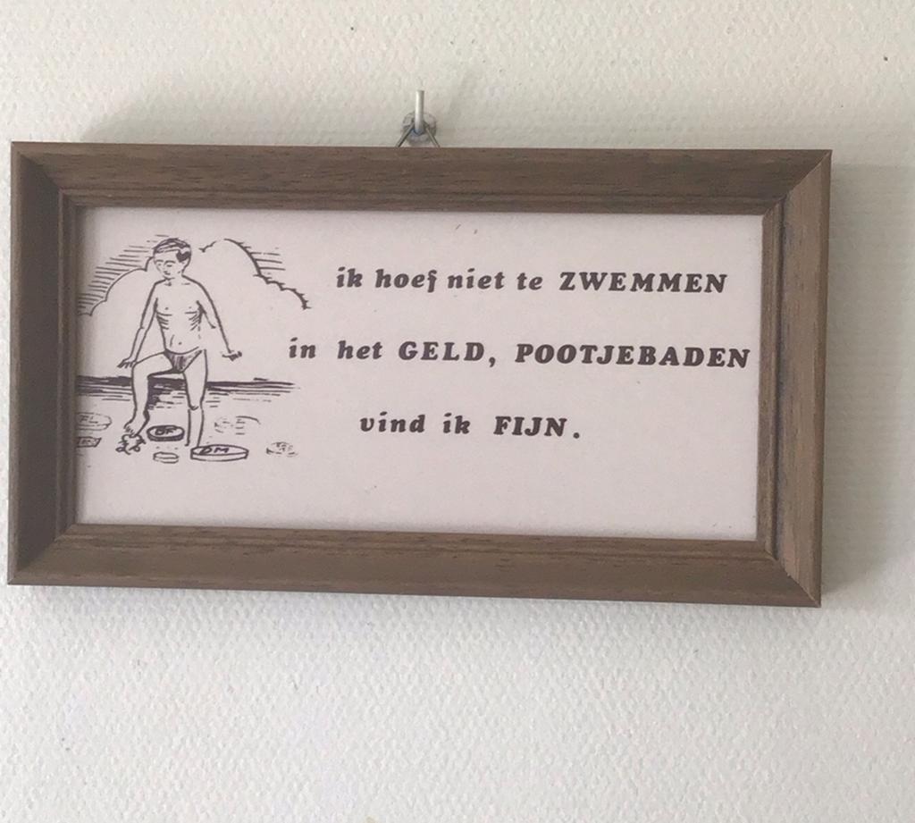 Spreuk op tegel in houten kader, Enlèvement, Comme neuf