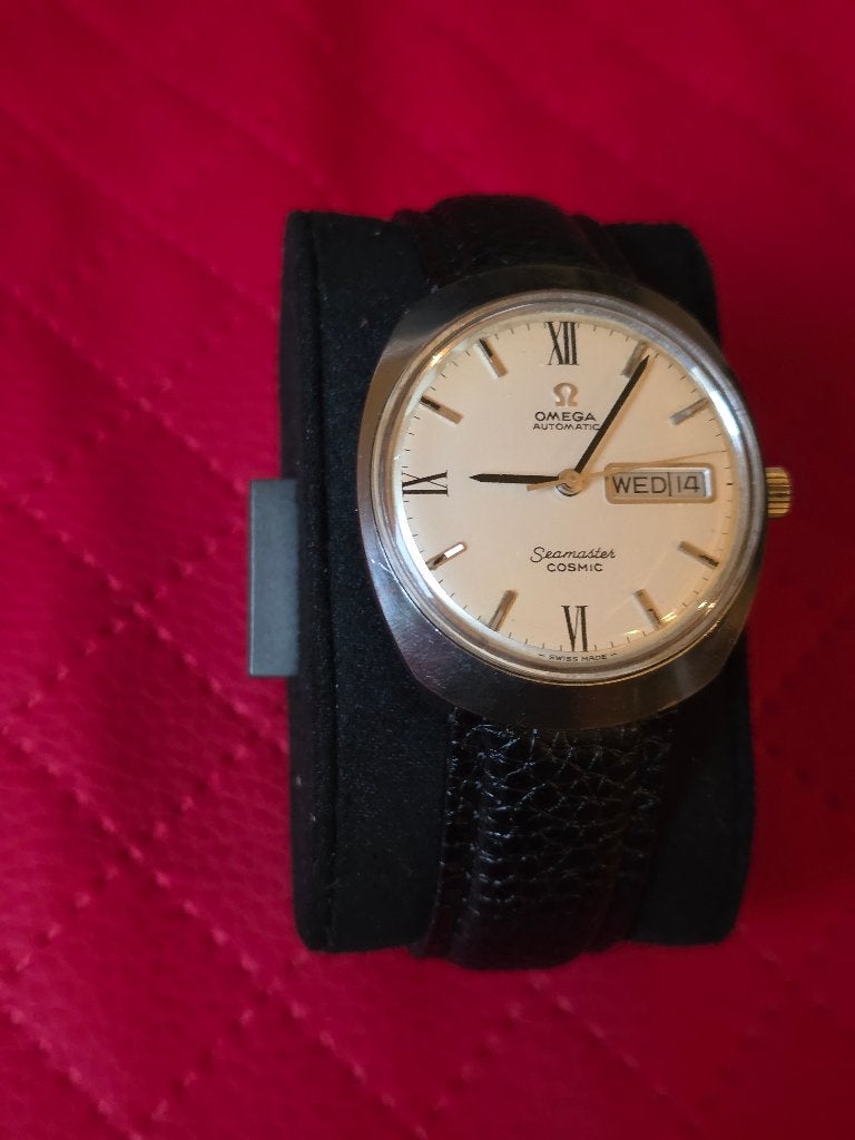 Montre OMEGA Seamaster Cosmic Automatique, Montre-bracelet, Enlèvement ou Envoi, Cuir, Acier