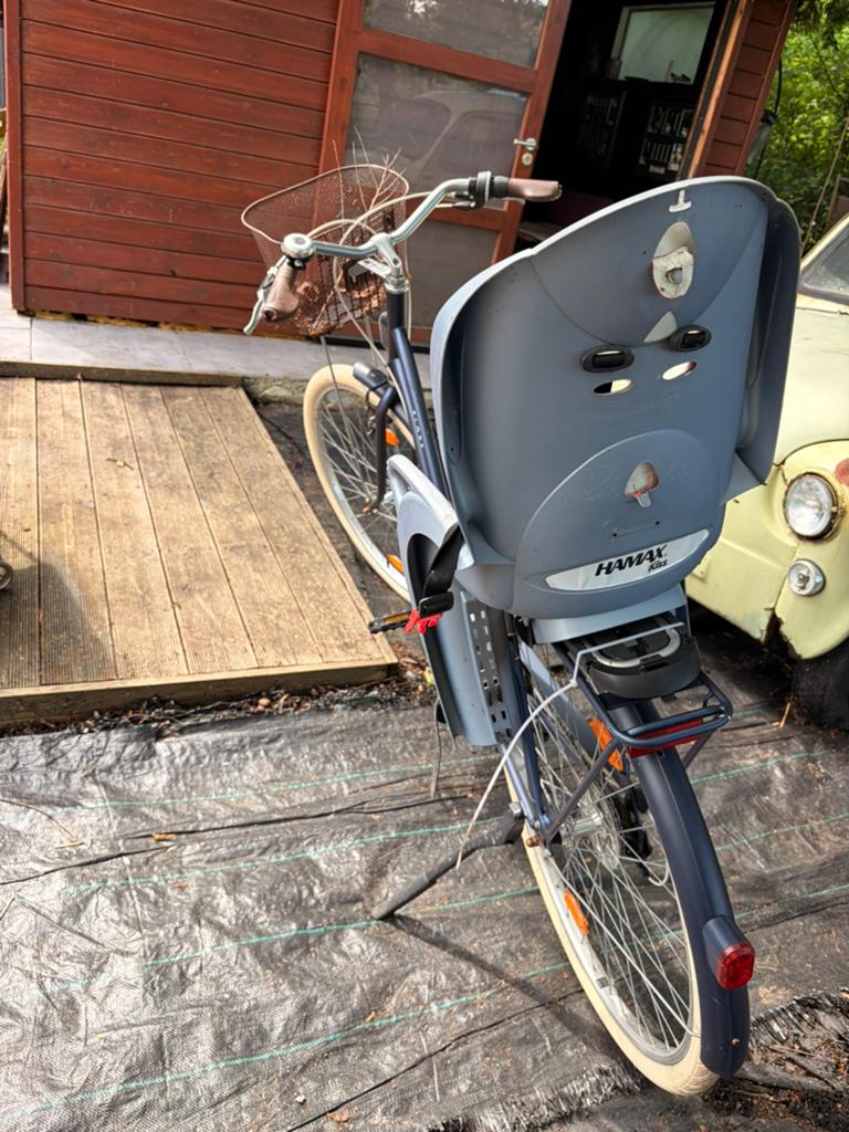 Velo dame avec port bagage et chaise enfant, Fietsen en Brommers, Ophalen, Zo goed als nieuw