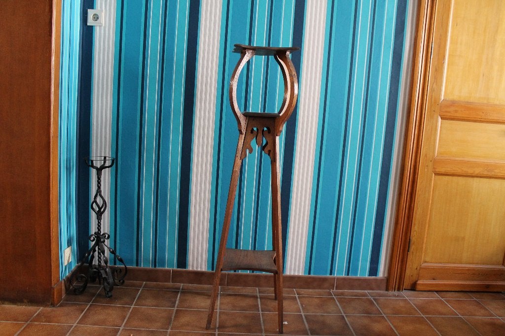 Ancienne sellette porte-plante Art Nouveau en bois, Antiquités & Art, Enlèvement