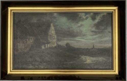 huile sur toile vue nocturne signe MATTHIJSSEN f, Ophalen of Verzenden