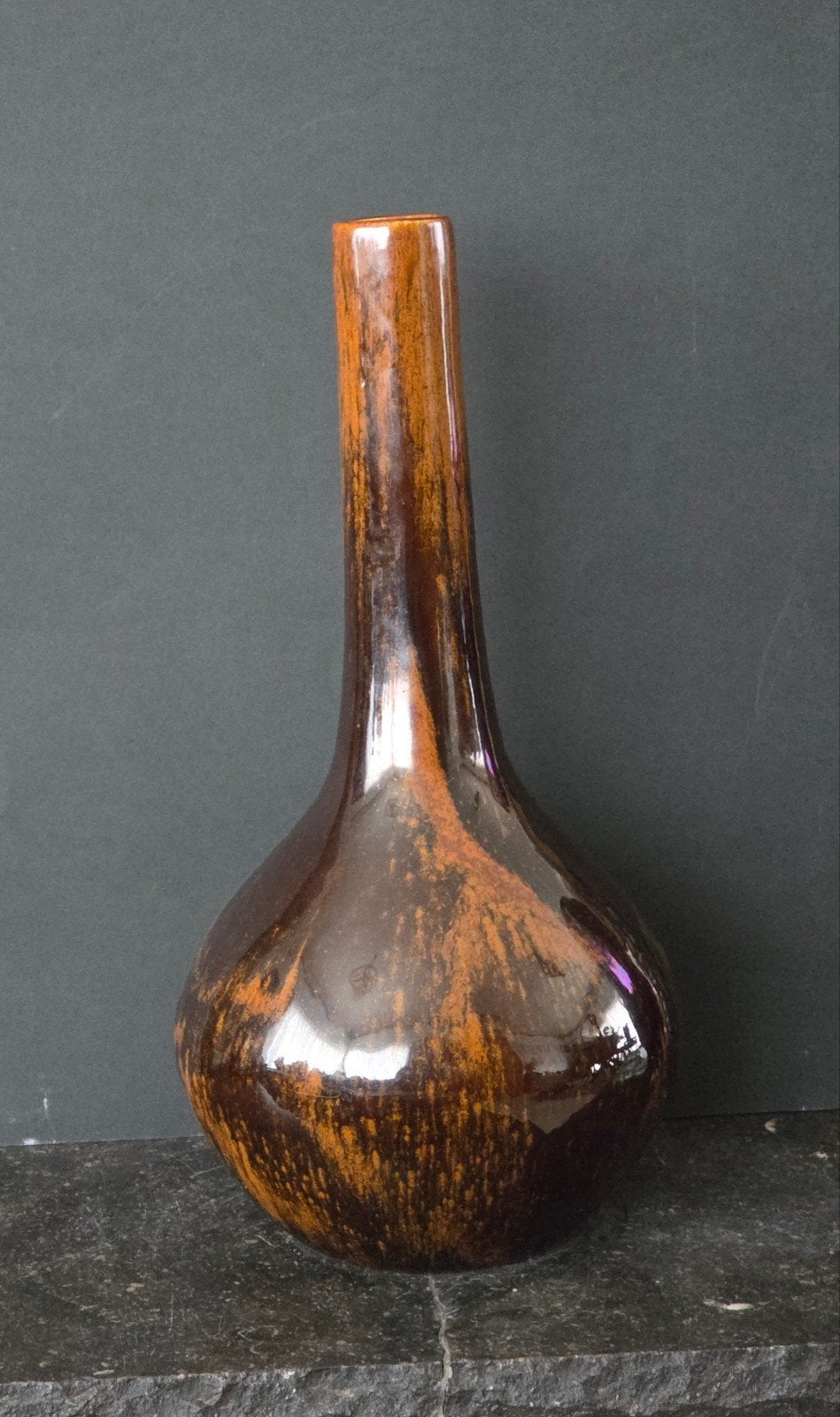 keramiek halsvaas, Bruin, Ophalen of Verzenden, 40 cm, Handgemaakt
