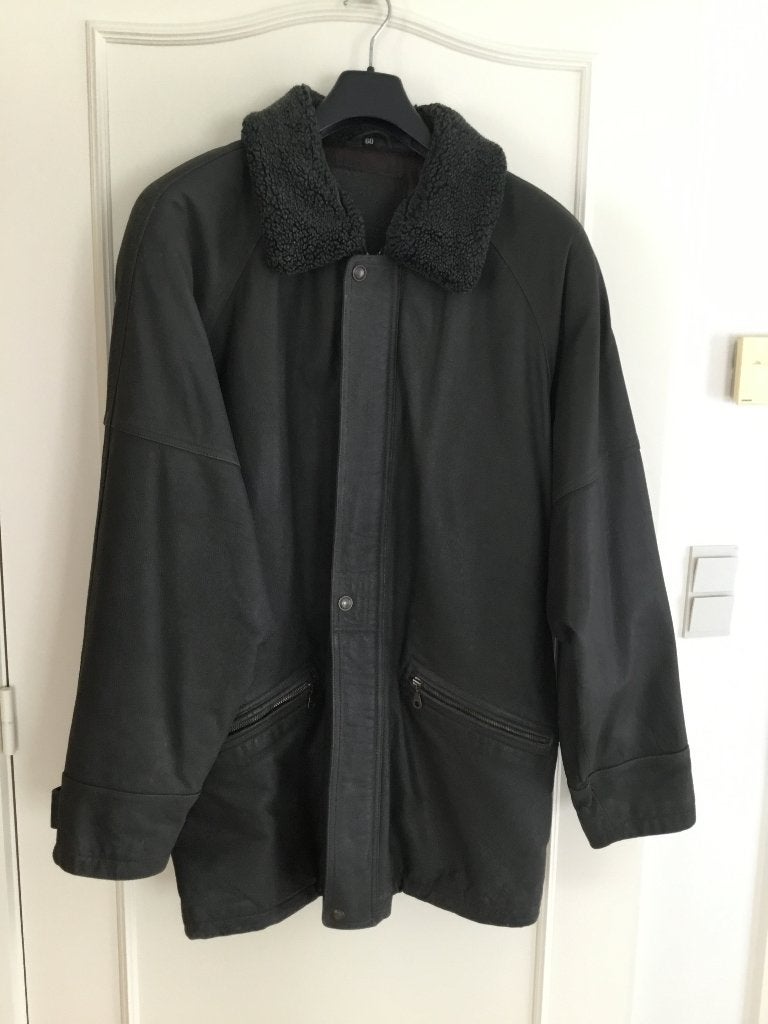 Lederen herenjas donkergrijs, Kleding | Heren, Jassen | Winter, Ophalen, Gedragen, Maat 56/58 (XL), Grijs