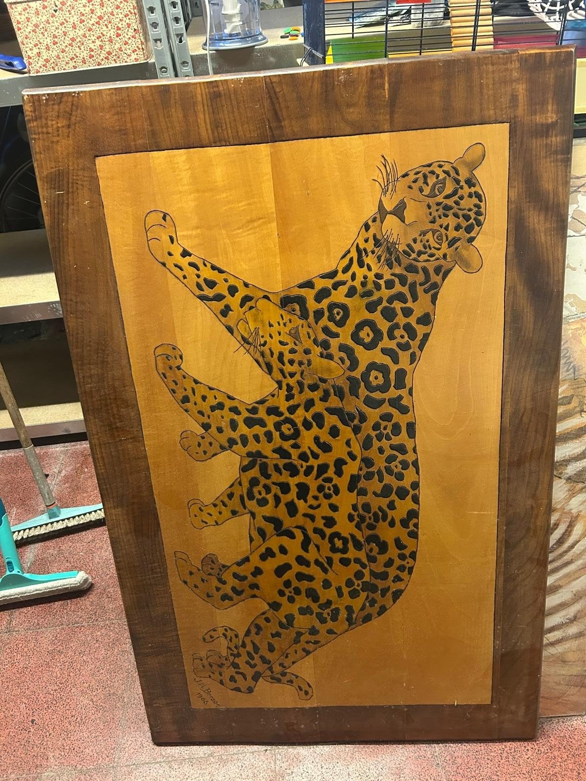 Image de léopard en marqueterie 113*72 cm de 1963, Enlèvement