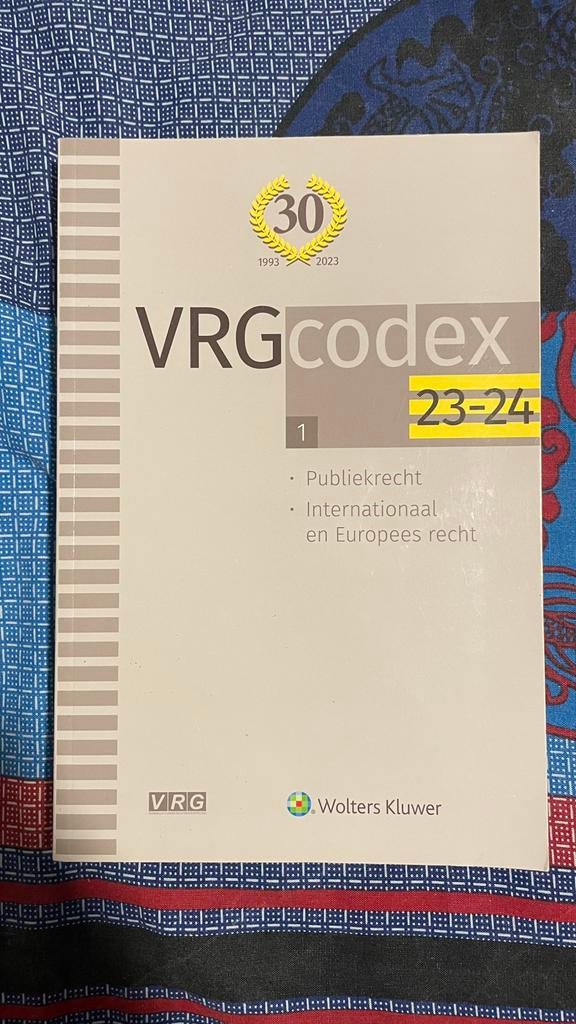 VRG Codex Deel 1 Publiek-/Internationaal-/Europees recht, Ophalen of Verzenden, Gelezen, Overige niveaus, Overige vakken