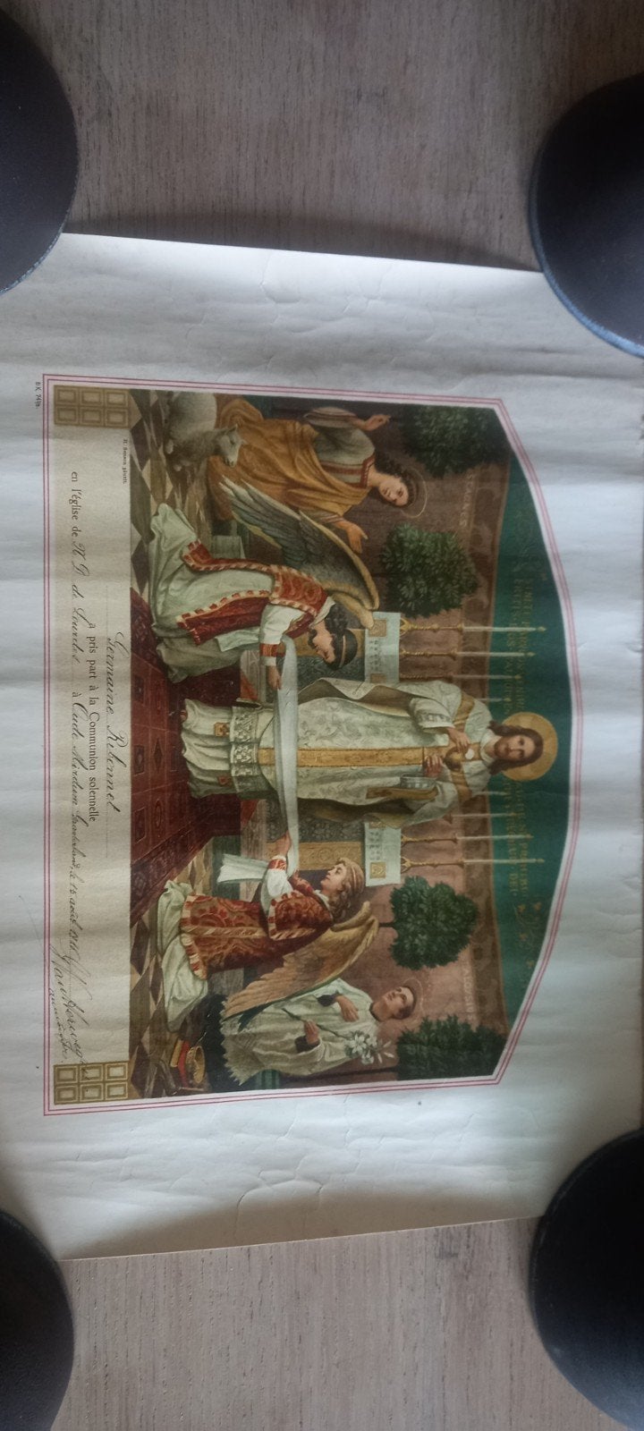 certificat de communion 1916., Enlèvement