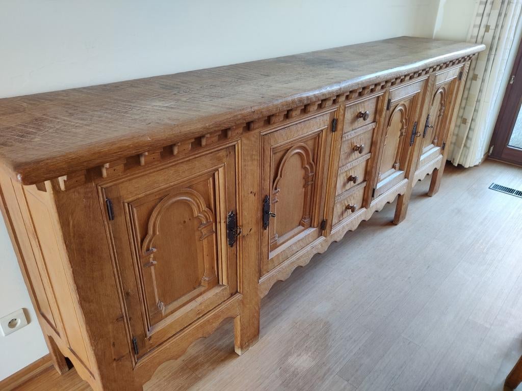 Buffet en chêne, 200 cm ou plus, Avec tablette(s), Rustiek, Enlèvement