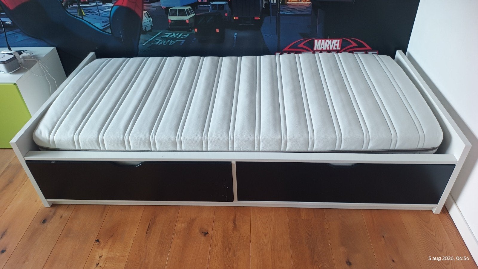 IKEA eenpersoonsbed met 2 laded + lattenbodem + matras, Huis en Inrichting, Slaapkamer | Bedden, Ophalen, 90 cm, Eenpersoons, Wit
