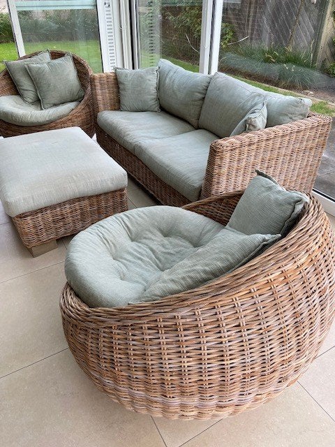 rotan loungeset, Rotin, Banque, 5 places, Enlèvement