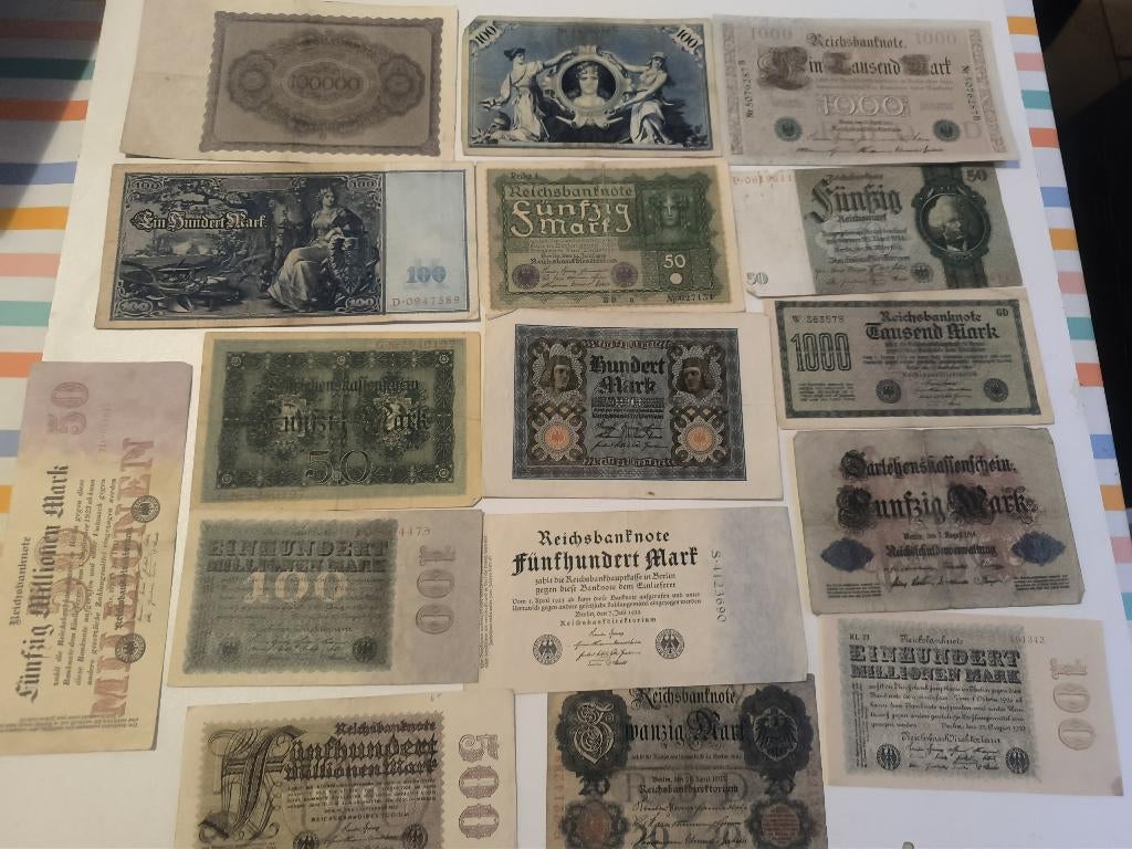 Lot de 16 billets anciens Allemagne Reichsbank Mark, Enlèvement ou Envoi, Allemagne, Billets en vrac
