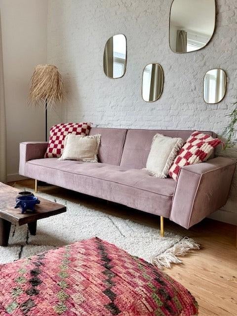 Velvet Slaapbank (Oudroze) met karakter en verbetering!, Huis en Inrichting, Ophalen, Gebruikt, 190 cm of minder, Twijfelaar