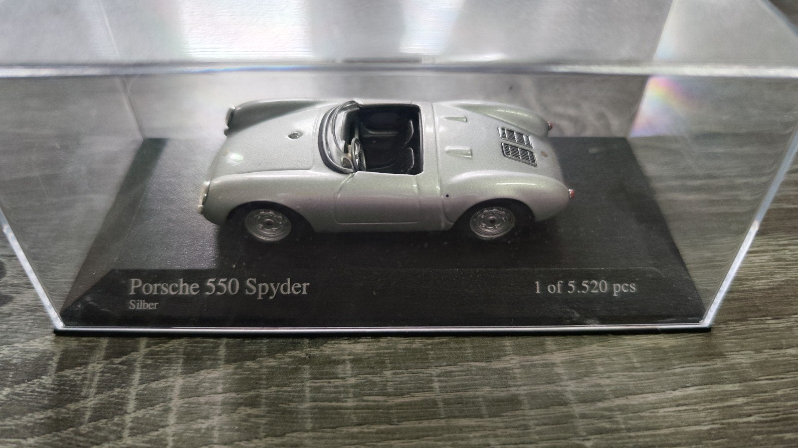 Porsche 550 Spyder Silber 1/43 - Minichamps (gelimiteerde ed, Ophalen of Verzenden