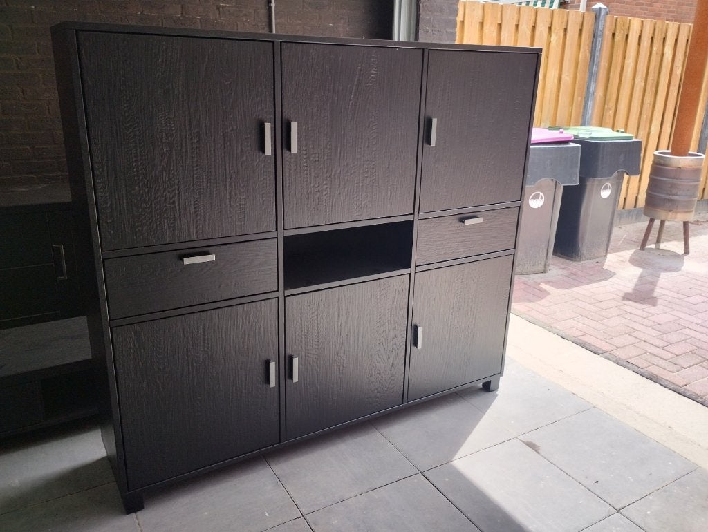massief eiken zwarte kast bks meubelen staphorst, Huis en Inrichting, Kasten | Buffetkasten, Nieuw, 150 tot 200 cm, 150 tot 200 cm