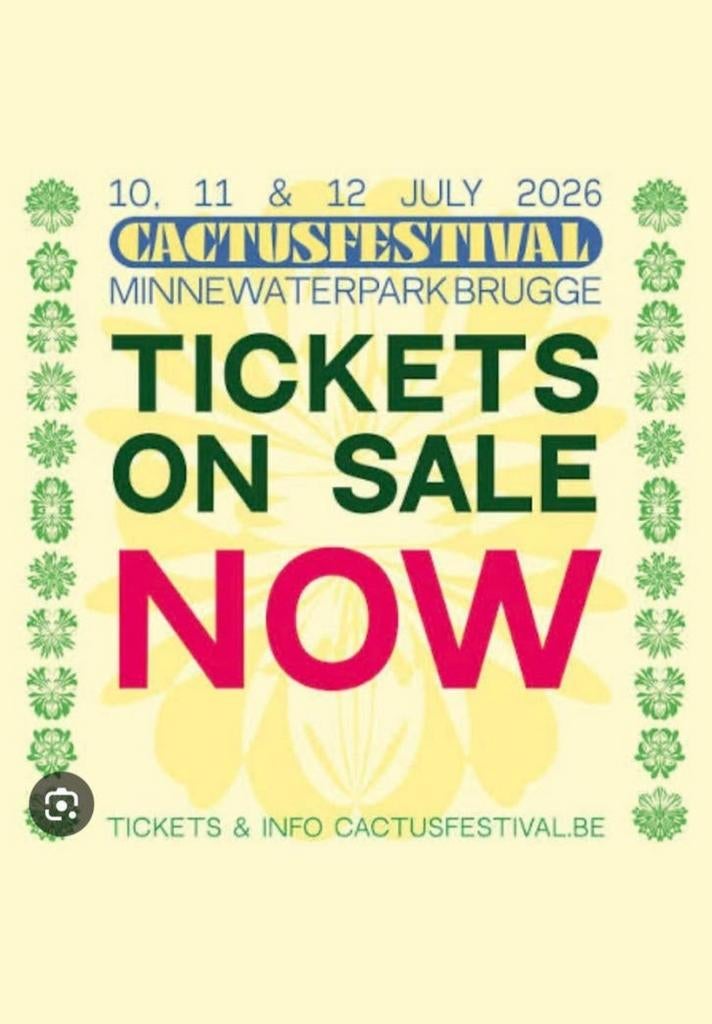 Gezocht: Ticket Cactusfestival Zondag 12/07, Tickets & Billets