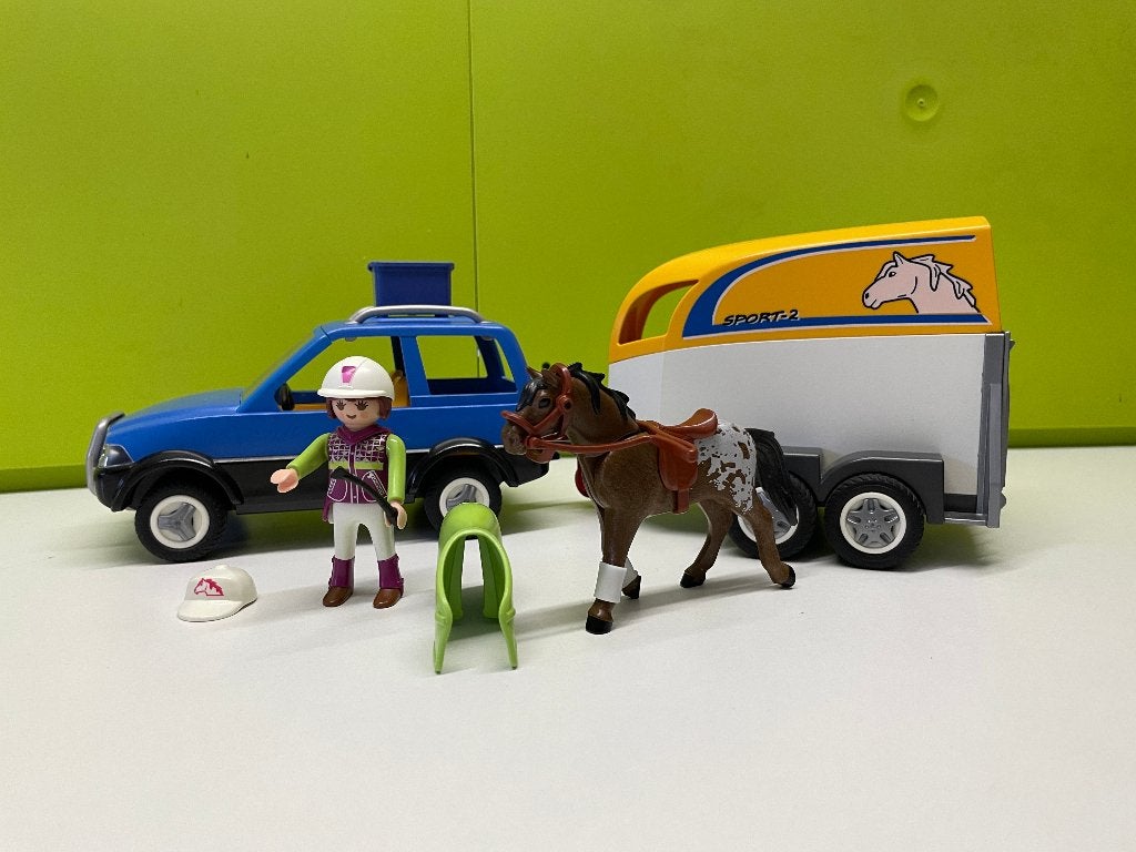 Playmobil voertuig met paardentrailer, Utilisé, Véhicule, Kit complet, Enlèvement