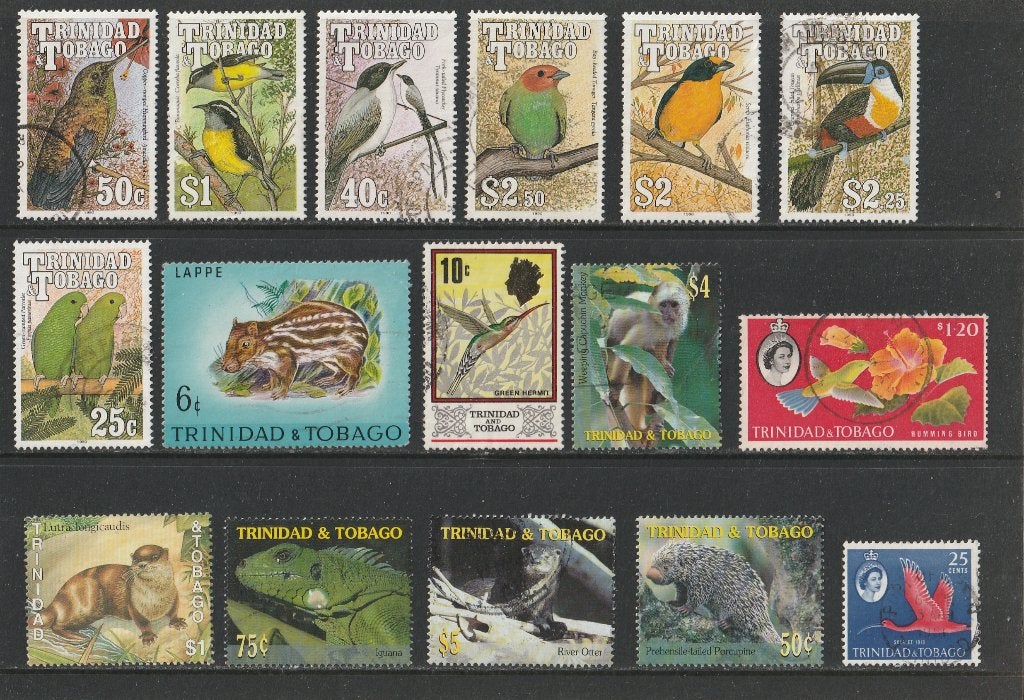 23  LOSSE  ZEGELS + BLOKJE TRINIDAD  TOBAGO- DIEREN  2 scans, Postzegels en Munten, Verzenden, Dier of Natuur