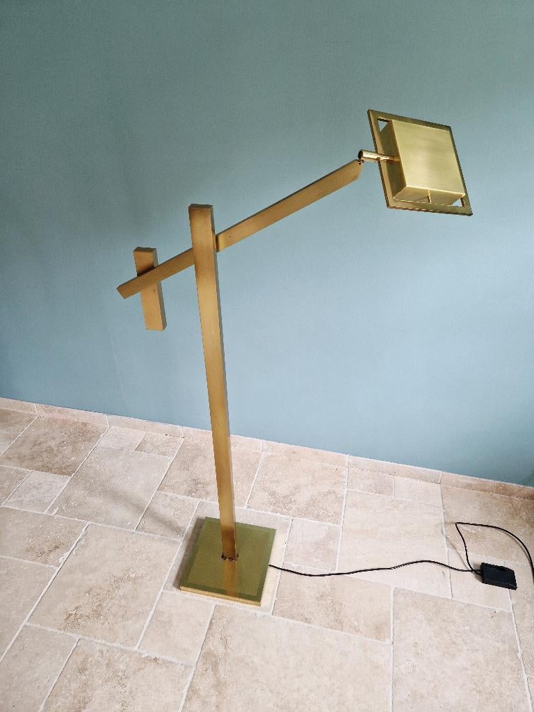 Design messing vloerlamp met contragewicht, 1970-80, Antiek en Kunst, Ophalen