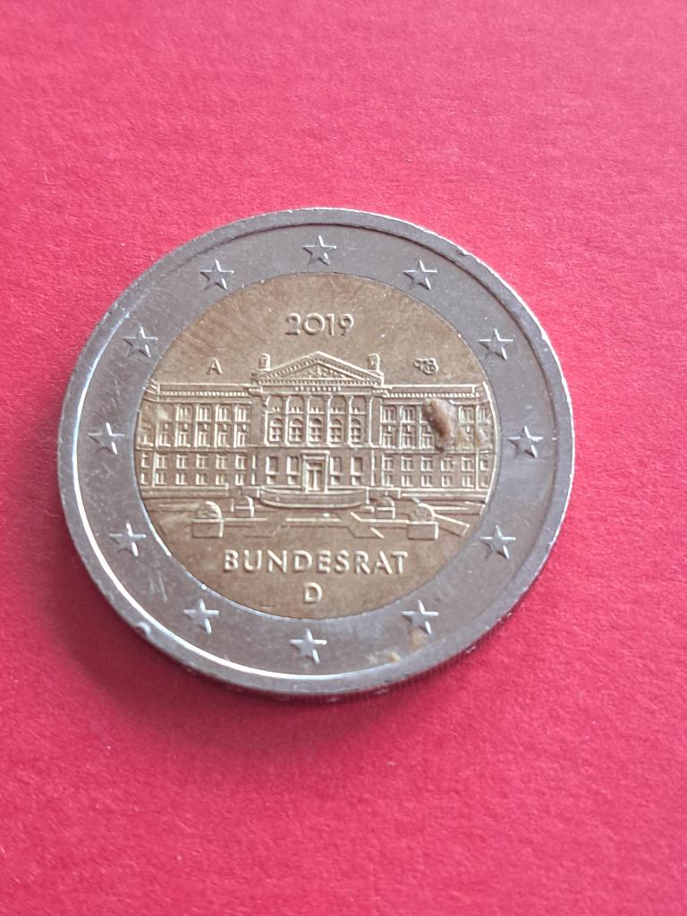 2019 A Duitsland 2 euro Bundesrat Berlijn, Verzenden, Duitsland, 2 euro, Losse munt