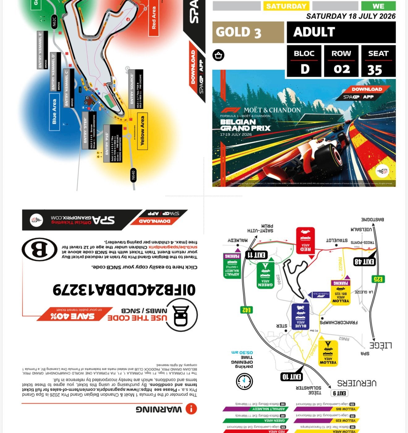 2 gouden 3 GP F1 Spa-tickets zaterdag 18/07, Tickets en Kaartjes