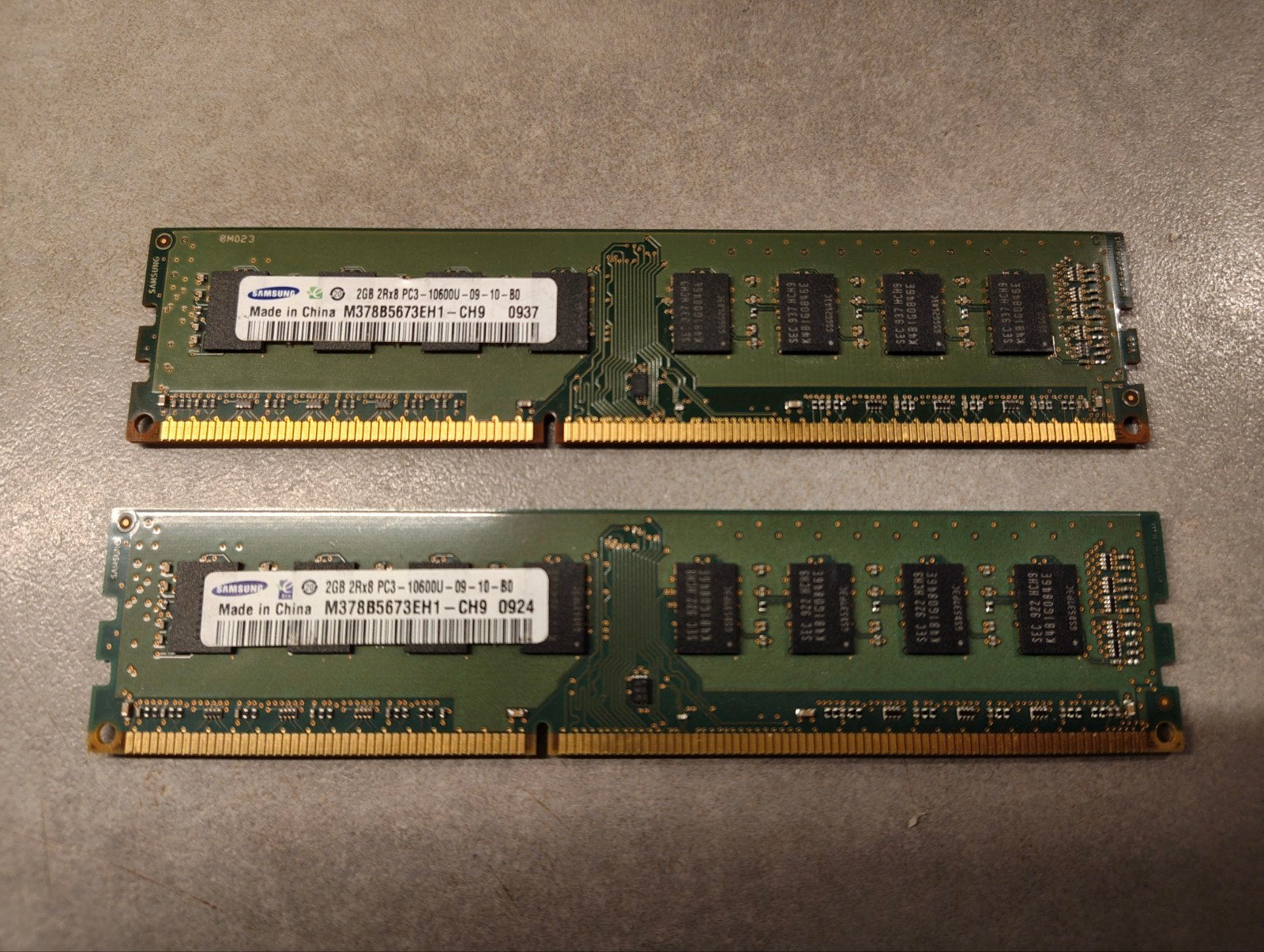 Samsung ram 2x2GB DDR3 1066MHz, Informatique & Logiciels, Enlèvement ou Envoi, DDR3, Utilisé, Desktop