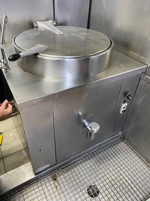 KOOKKETEL +-400 LITER INOX GAS, Ophalen, Gebruikt, Fornuis, Frituur en Grillen