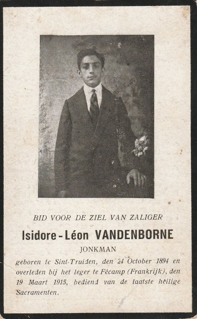 Oorlogsslachtoffer 1914-18 Isidore Léon Vandenborne Fécamp, Verzenden