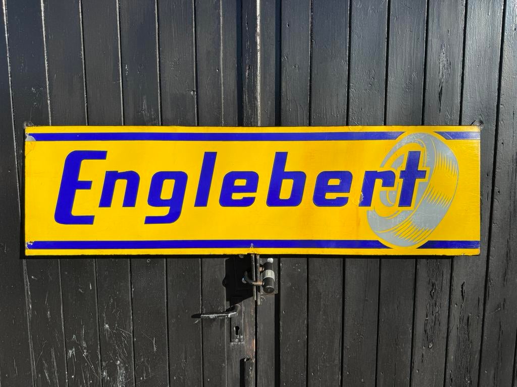 Panneau d'affichage en émail Englebert Tires, Enlèvement, Utilisé, Panneau publicitaire